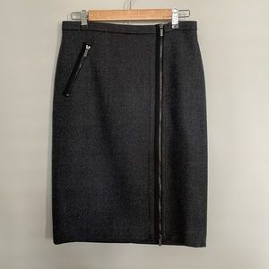 Charcoal wool mid-length pencil skirt, size 4